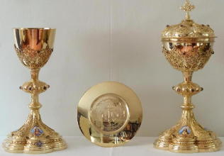 Solid silver gilt antique French Gothic Chapel Set